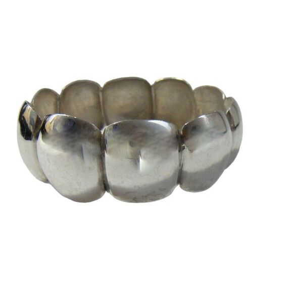 Bracelet Modernist Wide Bangle Sterling Silver Curved Squares  50+ Grams Estate - Picture 1 of 9